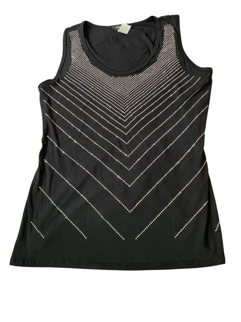 Only Nine Black Tank Top With Rhinestone Chevron Design XL